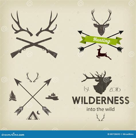 Hunting Club Symbols Set Vector Stock Vector Illustration Of Isolated