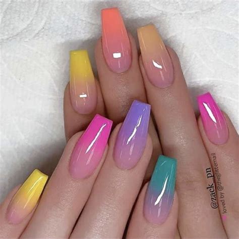 Rainbow Ombré Nails Ombre Nail Colors Rainbow Nails Pretty Nails