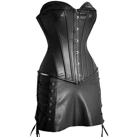 Black Faux Leather Steampunk Two Piece Corset For Bold Girls™ Women