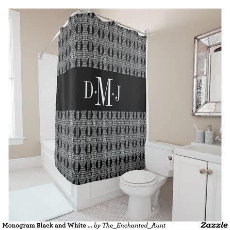Monogram Black And White Modern Abstract Pattern Shower Curtain Bathroomsidea Homebathroom