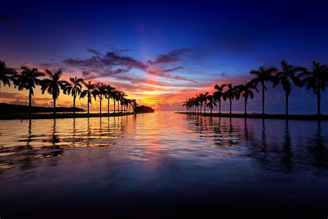 Beach Bridge Cities Florida Marina Miami Monuments Night