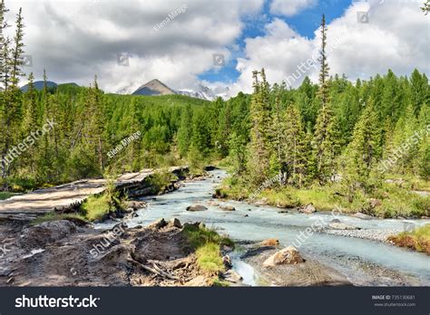 Aktru River View Northchuiskiy Range Clouds Stock Photo 735130681