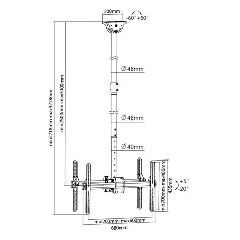 Tv Loftbeslag 37 70tm 2500 3000mm 50kg 2 Skærme Deltaco