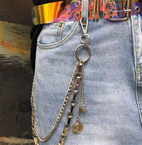 Grunge Aesthetic Metal Silver Double Belt Chain Grunge Aesthetic