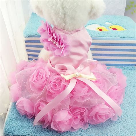 Luxury Roses Flower Pet Dress Vestidos Breathable Princess Dog Dresses