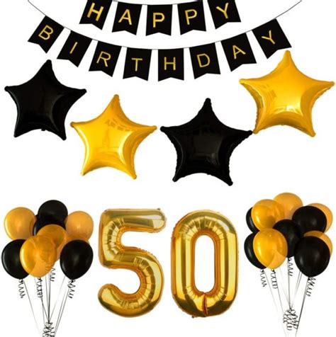 50th Birthday Party Decorations Kit Happy Birthday Banner “50” Gold