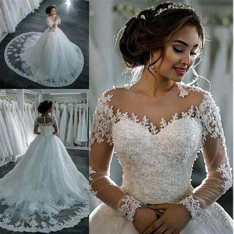 Plus Size Long Sleeves Wedding Dresses For Women With Beaded Appliques Lace Custom Made Ivory