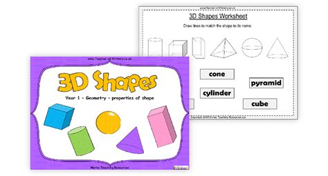 3d Shapes Worksheet Maths Year 1