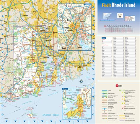 Large Detailed Roads And Highways Map Of Rhode Island State With National Parks All Cities