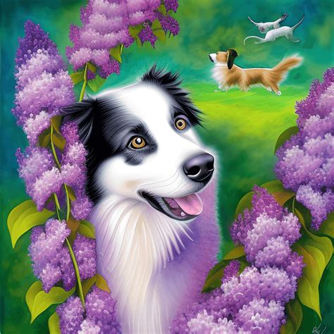 Chibi Border Collie Dog Kawaii Watercolor Painting · Creative Fabrica