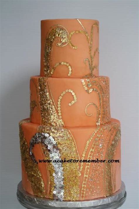 Gold Leaf Sequins Wedding Cake