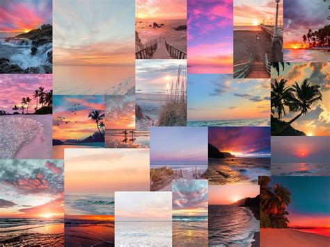 Aesthetic Digital Beach Sunset Collage Wallpaper Ipad Etsy