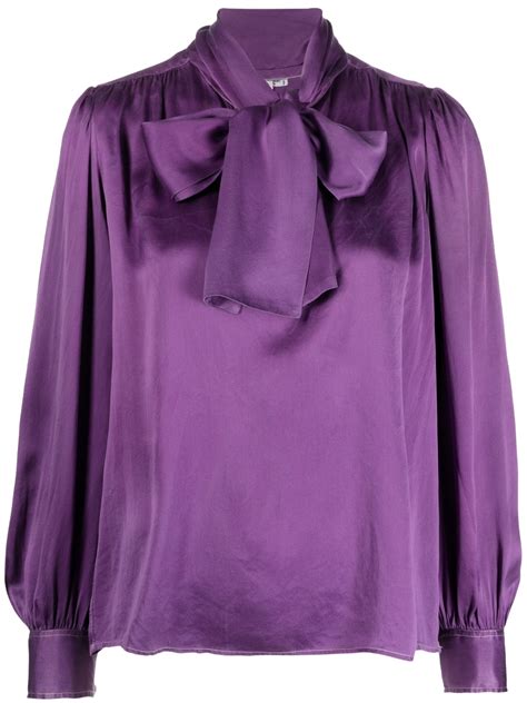 Saint Laurent Pre Owned S Pussy Bow Silk Blouse Farfetch