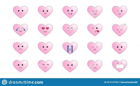 Conjunto De Cora Es Cor De Rosa Emojis Cone De Emo O Diferente Ilustra O Do Vetor