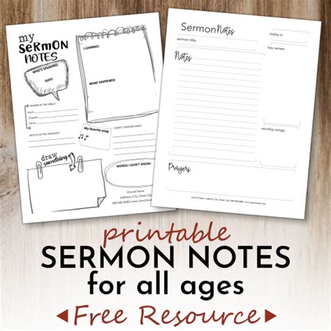 Free Printable Sermon Notes For All Ages