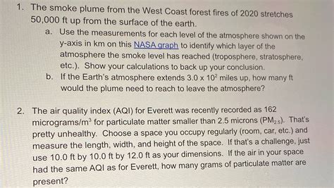 Solved 1 The Smoke Plume From The West Coast Forest Fires Of 2020