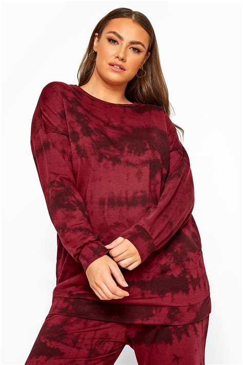 Limited Collection Wine Red Tie Dye Sweatshirt Yours Clothing