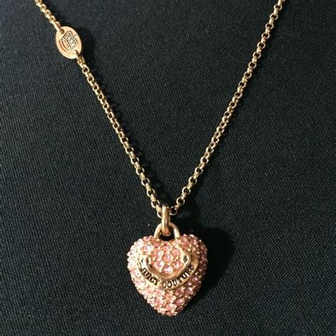 Pink Pavé Juicy Couture Puffed Heart Necklace Pink Pave Juicy