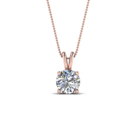 075 Ct Round Single Diamond Necklace In 14k Rose Gold Fascinating