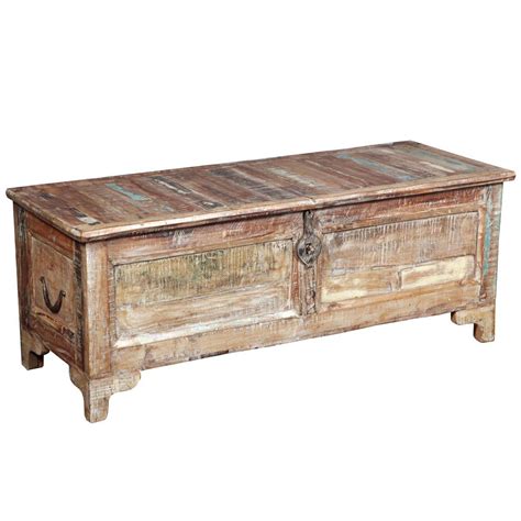 Rustic Reclaimed Wood Storage Coffee Table Chest