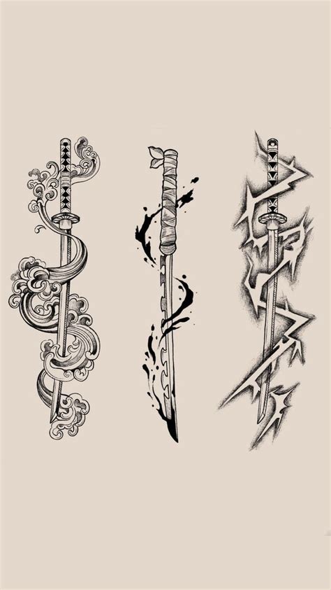 Trio Swords Kimetsu No Yaiba Tatuaje De Slayer Tatuaje Pequeño Para