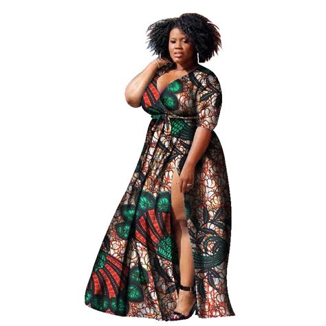 2019 New African Dresses For Women Print Wax Bazin Plus Size African Style Clothing Dashiki Deep