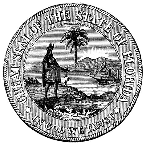 Seal Of Florida Usa Vintage Engraved Illustration By Morphart
