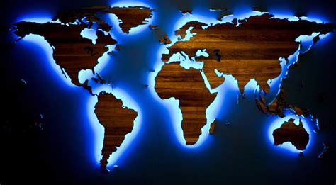 Huge Led Illuminated Wooden World Map Solid Oak With Etsy