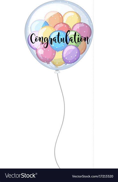 Congratulation Card With Colorful Balloons Vector Image