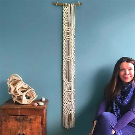 Attach the 16 lengths of cord to the dowel using a larks head knot. Deep Love Macrame Wall Hanging DIY kit | Macrame wall ...