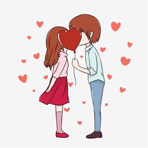 Pareja De Dibujos Animados Dibujado A Mano El Amor Forma De Corazon