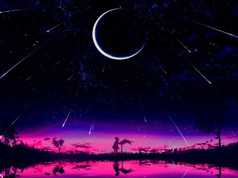X Cool Anime Starry Night Illustration X Resolution