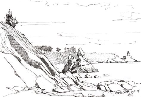Rocky Cliff Drawing Easy Sketch Coloring Page