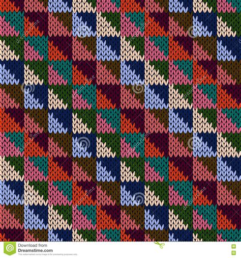 Seamless Knitted Motley Multicolour Geometric Pattern Stock Vector