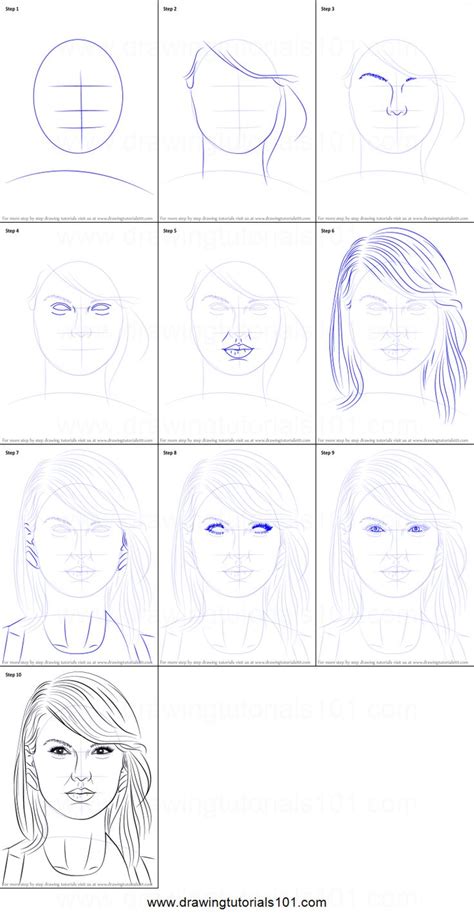 How To Draw Taylor Swift Printable Step By Step Drawing Sheet