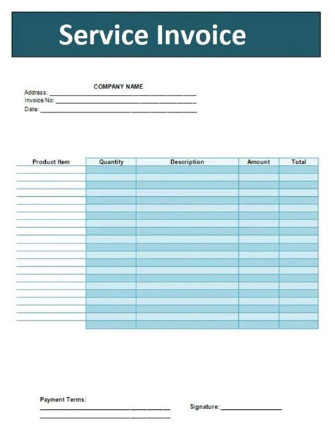 Service Invoice Template Free Word Templates