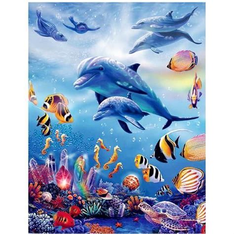 D Diy Diamond Painting Kits Dolphin Seaworld Vm Dolphin