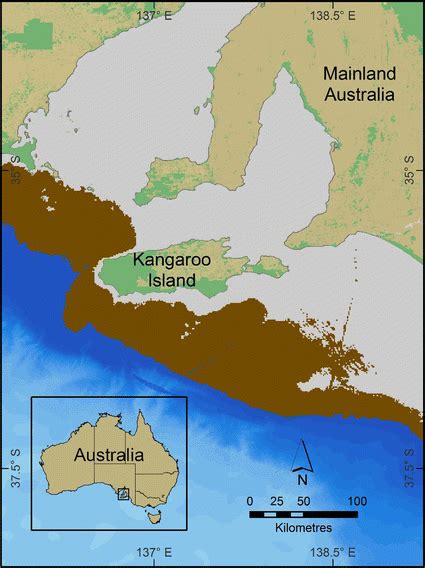 Map Of Kangaroo Island Showing Its Proximity To The Australian Mainland