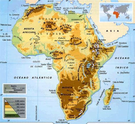 Mapas Físicos da África Geografia Total