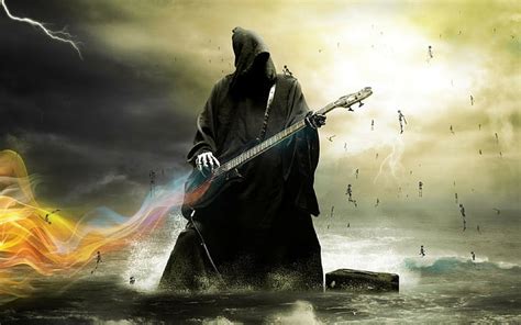 Hd Wallpaper Skeleton Playing Guitar Digital Wallpaper Grim Reaper