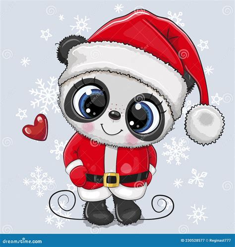 Panda In Santa Hat On A White Background Stock Vector Illustration Of