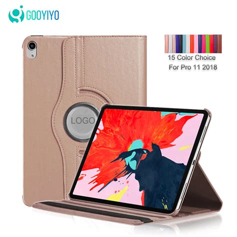 Gooyiyo 2018 Rotating Case For Ipad Pro 11 Tablet Pu Leather Litchi