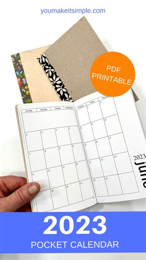 2023 Mini Printable Pocket Calendar Minimalist Style Etsy Canada