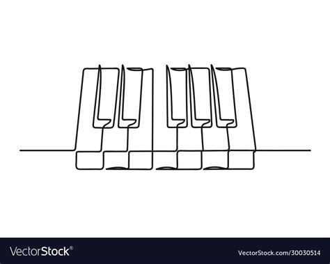 Continuous One Line Drawing A Piano Keyboard Vector Image
