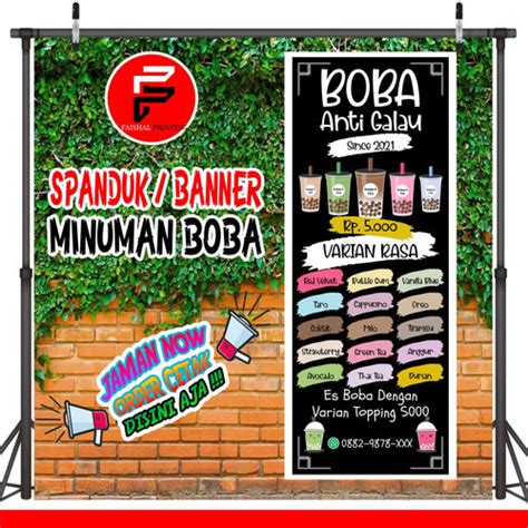 Detail Jual Cetak Spanduk Banner Backdrop Minuman Boba Ukuran X