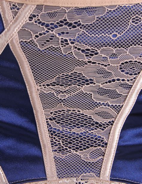 blue bra deep suspender belt and panties set with beige lace overlay large plus sizes etsy