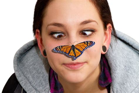 Butterfly On Nose Stock Photo Image Of Beauty Innocence 23935062