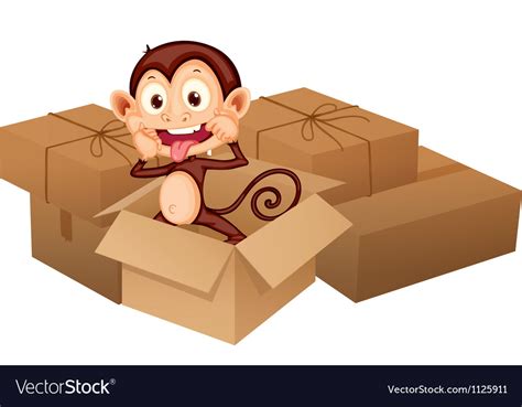 A Smiling Monkey And Boxes Royalty Free Vector Image
