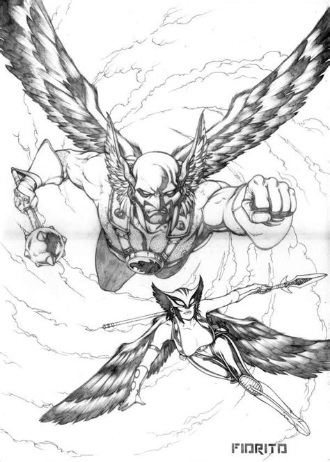 Hawkman And Hawkgirl By Marcio Fiorito Hawkman Hawkgirl Drawing