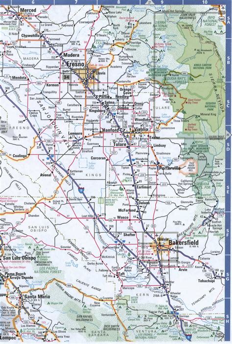 Central California Map Of Cities